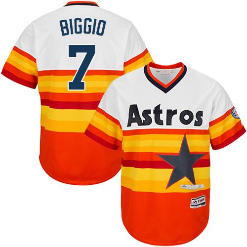 Astros #7 Craig Biggio White/Orange Cooperstown Stitched Youth MLB Jersey - Click Image to Close